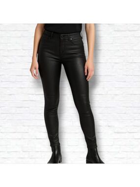 Joe's Jeans Coated Black Highrise Skinny Jeans Size 28